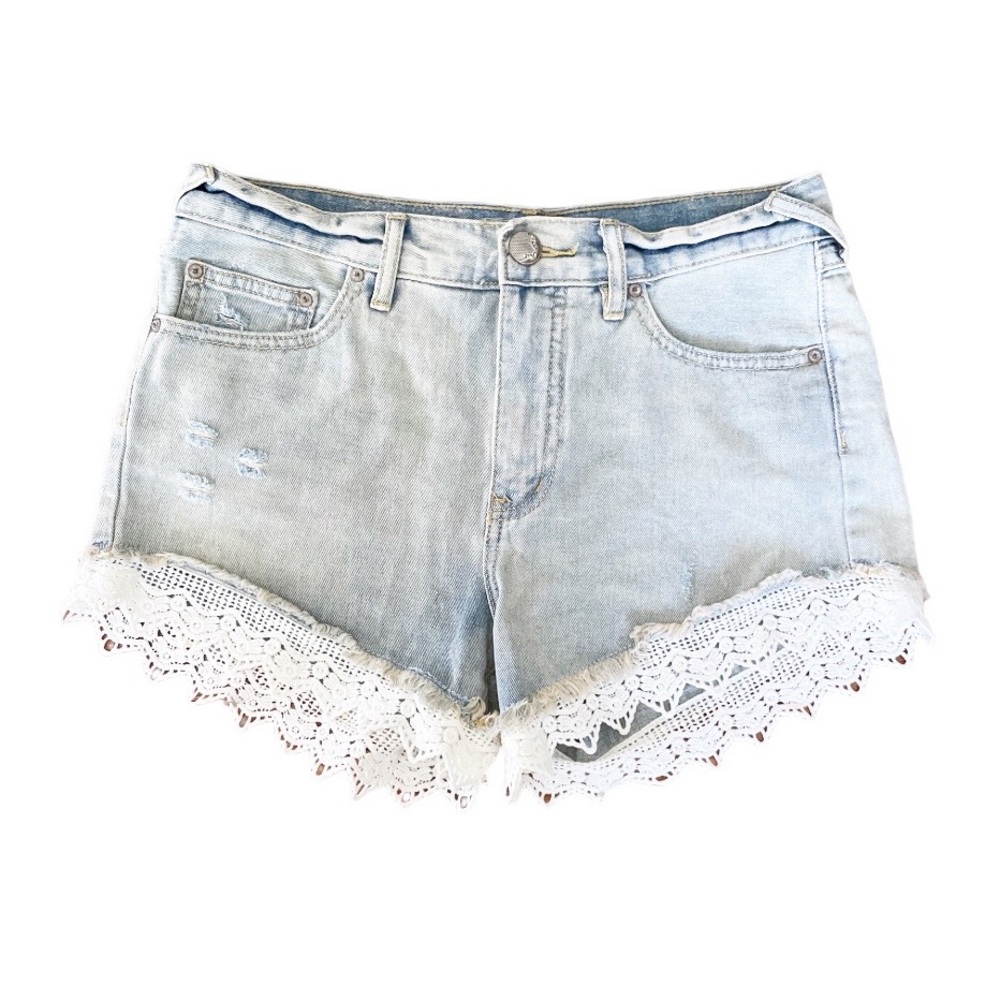 Free People Crochet Denim Shorts